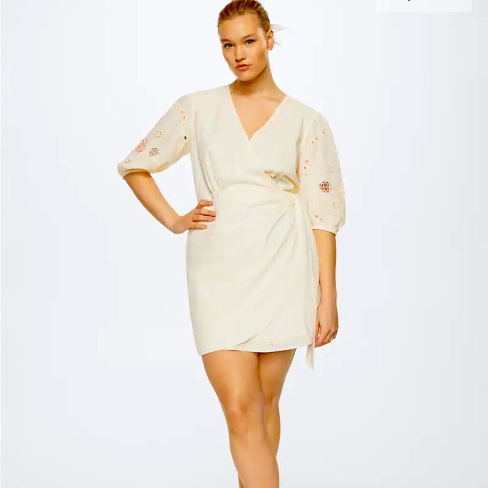 Mango wrap dress Embroidered detail dress brand new with tags Size 12 SOLD OUT